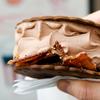 The Big Gay Ice Cream truck's Choinkwich; chocolate ice cream, chocolate cartwheel cookie and caramelized bacon. (